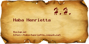 Haba Henrietta névjegykártya